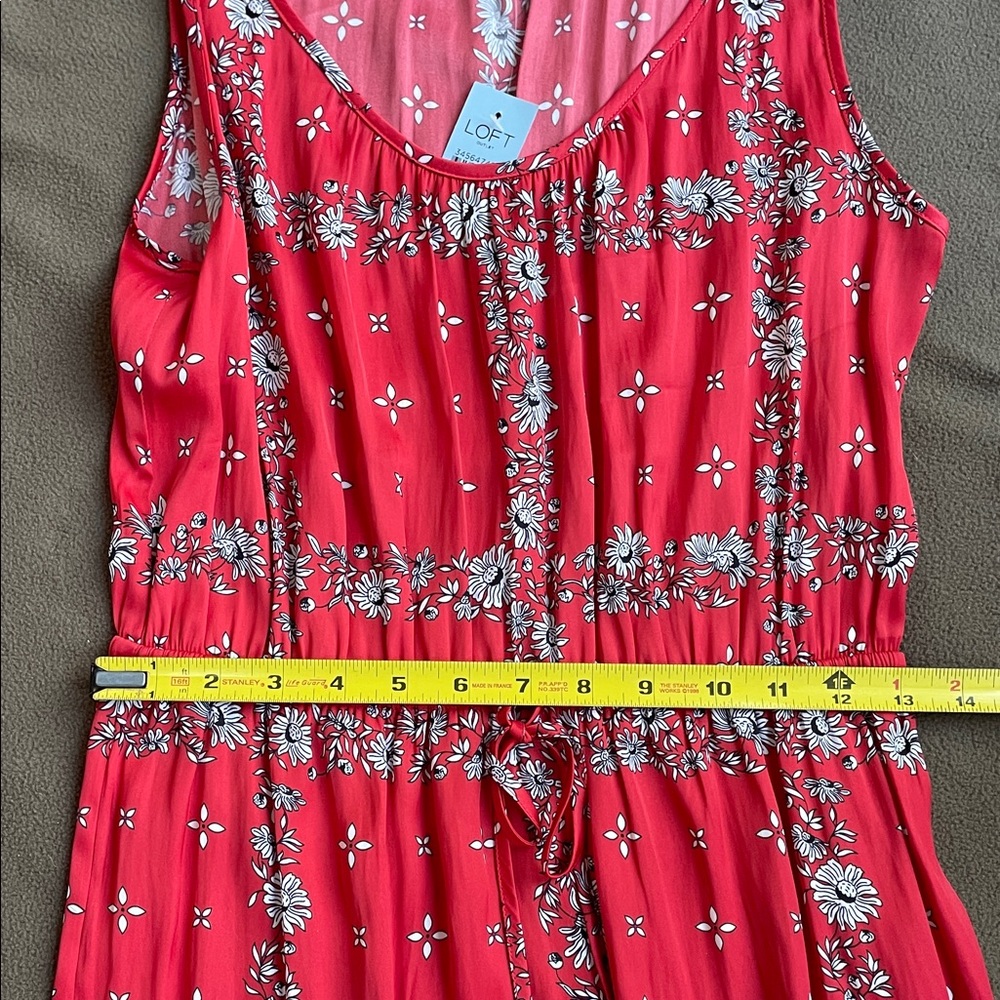 LOFT Red Floral Dress, SP - Picture 6 of 11